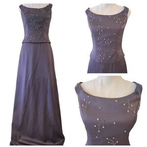 Belsoie Lilac Vintage Maxi Gown with Rhinestone Detailing Size 6